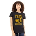 thumbnail image 1 of Funny Mac and Cheese Not Enemies Joke Womens Slim Fit Graphic Tee Brisco Brands S, 1 of 5