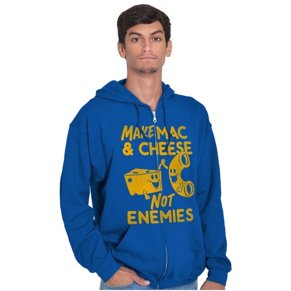 Funny Mac and Cheese Not Enemies Joke Zip Up Hoodie Men's Women's Brisco Brands S