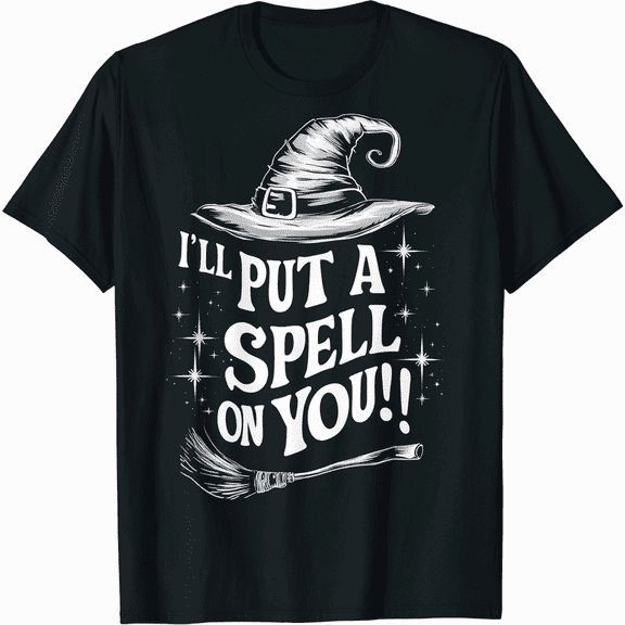 Funny Magic Hat Broom Spell for Unisex Casual Short Sleeve T-Shirt