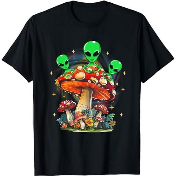 Funny Magic Mushroom Alien Trippy Shroom LSDWeed Acid Trip T-Shirt