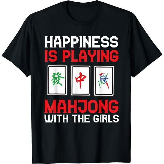 Funny Mahjong Gift Cool Happiness Is Playing Mahjong Girls T-Shirt