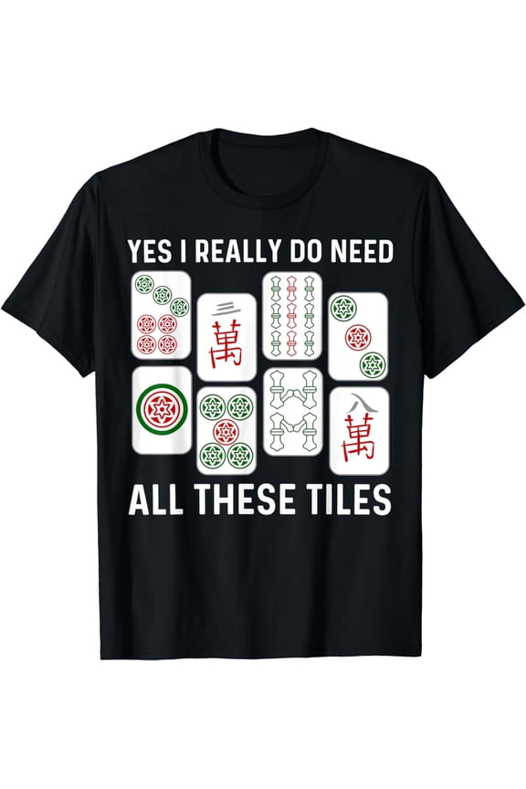Funny Mahjong Tiles Graphic T-Shirt for Men and Women, Retro Chinese Board Game Player Tee, Casual Short Sleeve Cotton Apparel Gift for Mah-Jongg Lovers