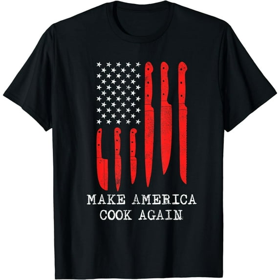 Funny Make America Cook Again Flag Different Knives Chef T-Shirt