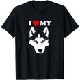 thumbnail image 1 of Funny Malamute Huskies Dog Owner Wolf I love My Husky T-Shirt, 1 of 5