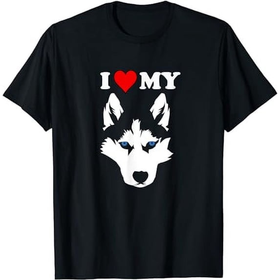 Funny Malamute Huskies Dog Owner Wolf I love My Husky T-Shirt