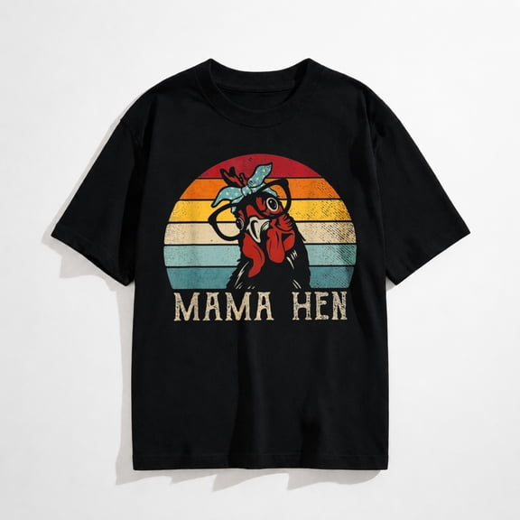Funny Mama Hen Shirt Vintage Retro Chicken Mom Mother T-Shirt