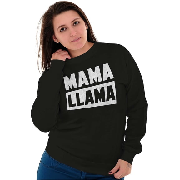 Funny Mama Llama Mothers Day Pun Women Crewneck Sweatshirt Brisco Brands S