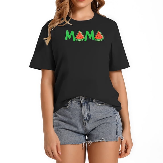 Funny Mama Watermelon Gift Design Stylish Women's Graphic T-Shirt - Cute Short Sleeve Top