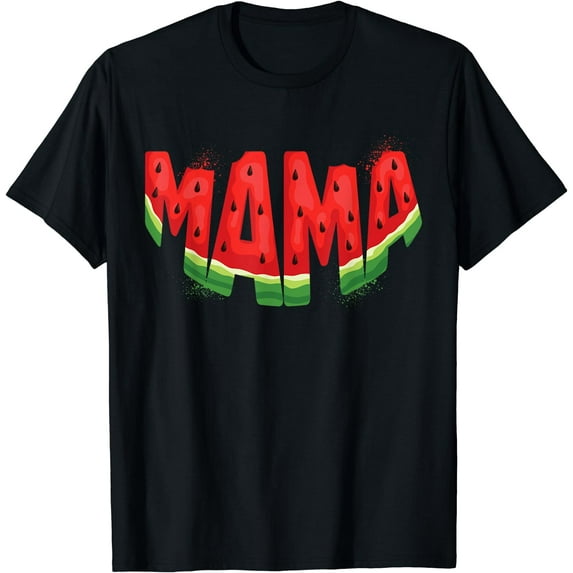 Funny Mama Watermelon Summer Fruit Family Matching Birthday T-Shirt Black Small