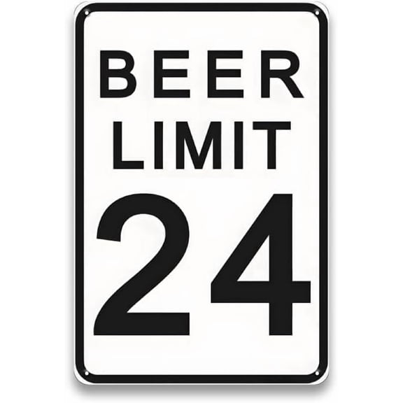 Funny Man Cave Decor for Men - Beer Limit 24 Sign, Metal Garage Bar Sign for Home Bar Station, Basement Wall Art Deocr Accessories, Cool Gifts for Men Beer Lovers, 8 x 12 inch