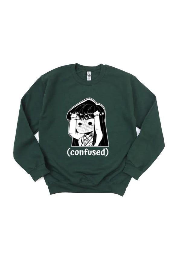 Funny Manga Meme Confused Chibi Girl Anime Cute Reaction Sweatshirt, for men & women, up to size 5XL