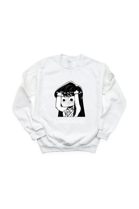 Funny Manga Meme Confused Chibi Girl Anime Cute Reaction Sweatshirt, for men & women, up to size 5XL