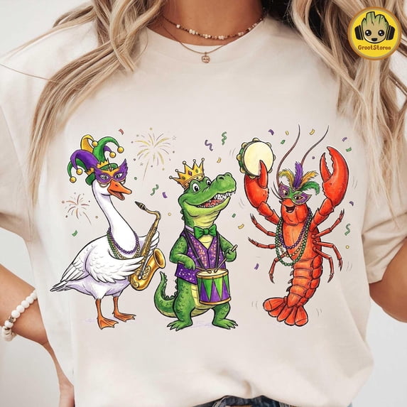 Funny Mardi Gras Animal Design Comfort Colors Shirt for Festive Celebrations