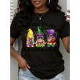 thumbnail image 1 of Funny Mardi Gras Gnomes Its Fine Im Fine Women Casual Graphic Short Sleeve T-Shirt, 1 of 6