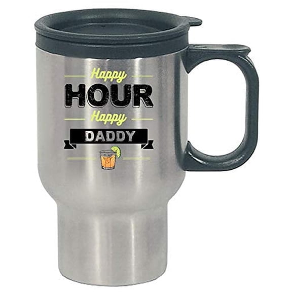 Funny Margarita - Happy Hour Daddy - Fruit Juice Cocktail Drink Humor - Stainless Steel Travel Mug