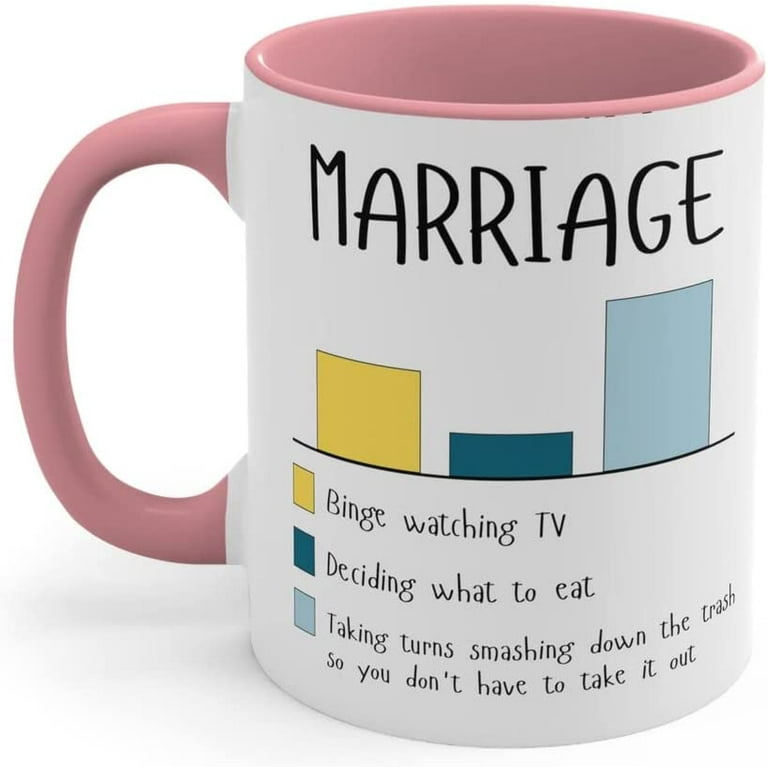 Funny Marriage Bar Graph Ceramic Coffee Mug, 11 - 15 oz Tea Cup, Chart Gift  for Women Mug for Husband, Anniversary Mug For Boyfriend Couple Mugs Cute
