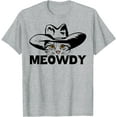 thumbnail image 1 of Funny Mashup Between Meow and Howdy Cat Meme Unisex T-Shirt for Men Women Kids Toddler,Sport Grey Color,Size 5XL, 1 of 5