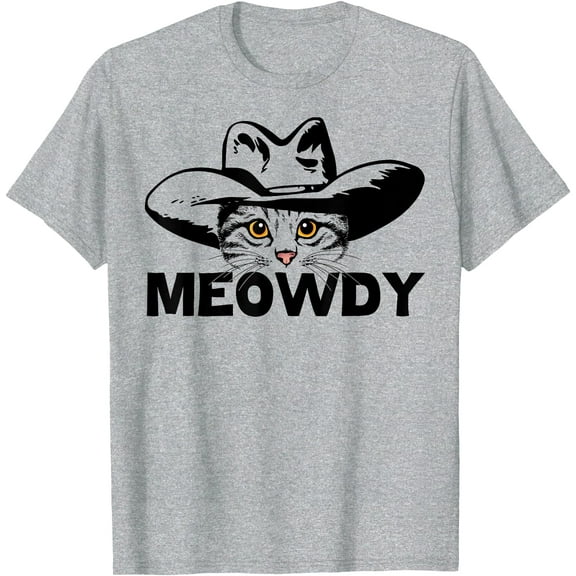 Funny Mashup Between Meow and Howdy Cat Meme Unisex T-Shirt for Men Women Kids Toddler,Sport Grey Color,Size L