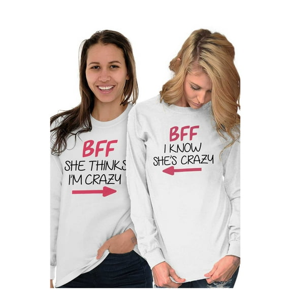 Funny Matching BFF Set for Besties Women Plus Size Long Sleeve Graphic Tee Brisco Brands 3X