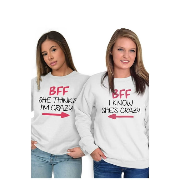 Funny Matching BFF Set for Besties Women Plus Size Crewneck Sweatshirt Brisco Brands 5X