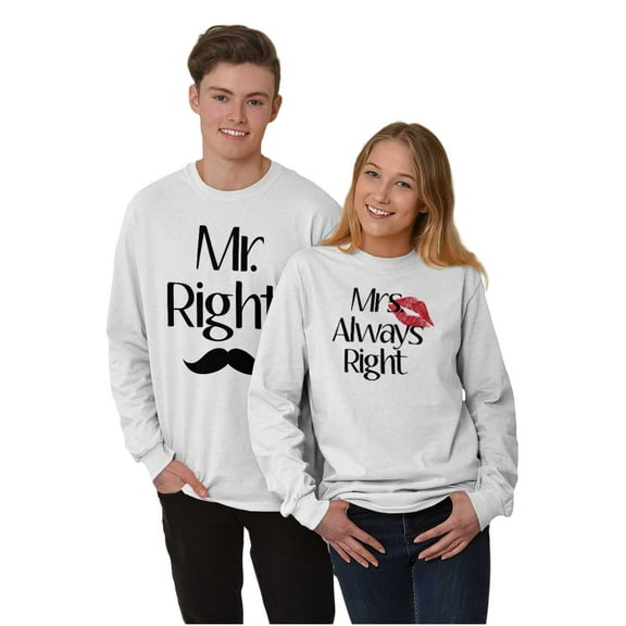 Funny Matching Couples His Hers Set Men's Long Sleeve Tee T Shirt Brisco Brands S
