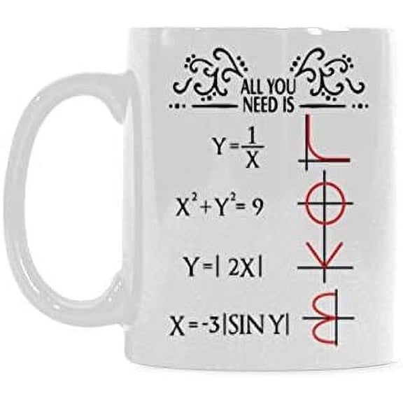 Funny Math Coffee Mug - All You Need is Love Coffee Mug Funny Coffee Cup Ceramic Tea Cup (11oz)