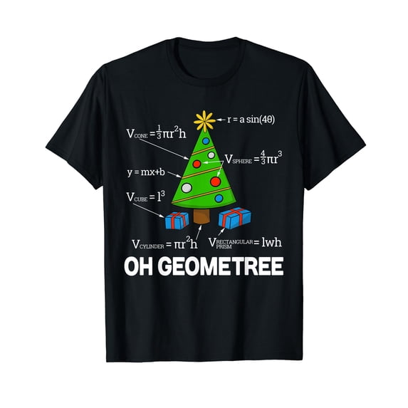 Funny Math Geometry Christmas Tree Geometree Teacher Shirt T-Shirt