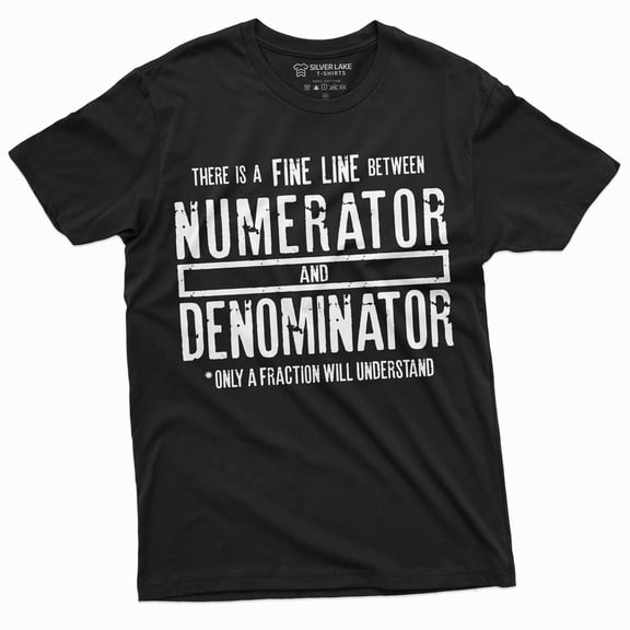 Funny Math Numerator Denominator T-Shirt Mathematics Teacher School Geek Tee (Large Black)