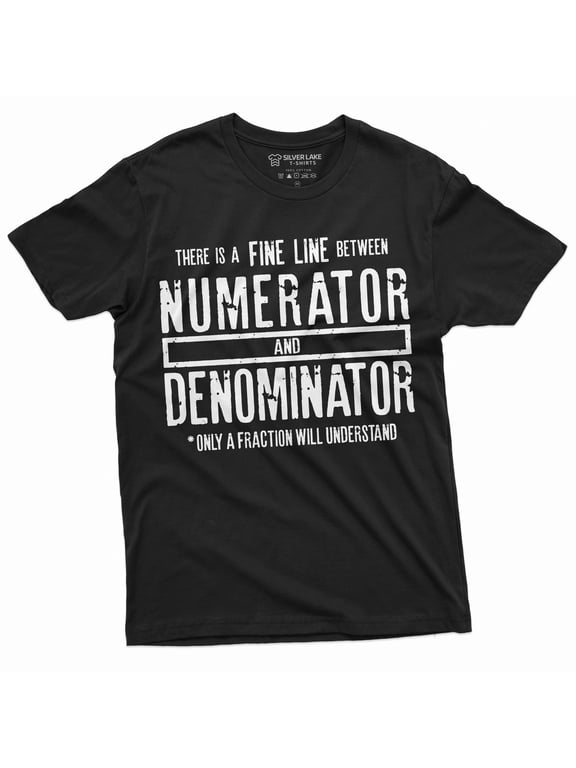 Funny Math Numerator Denominator T-Shirt Mathematics Teacher School Geek Tee (Large Black)