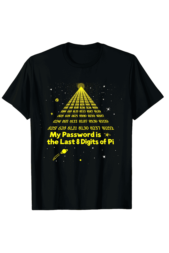 Funny Math Pi Day T-Shirt My Password is the Last 8 Digits of Pi Geeky Science Humor Graphic Tee Retro Space Style Men Women Apparel