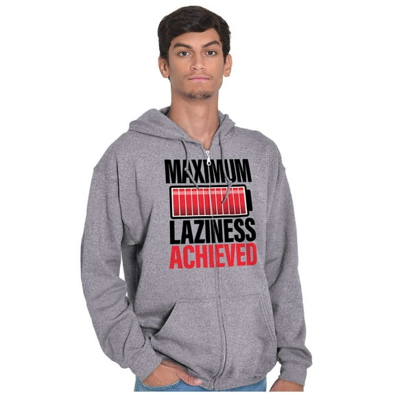Funny Maximum Laziness Achieved Joke Unisex Fleece Graphic Zip Up Hoodie Brisco Brands 2X
