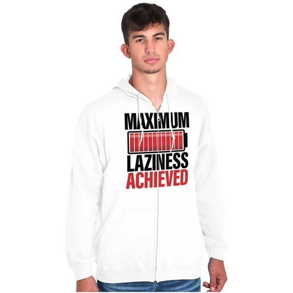 Funny Maximum Laziness Achieved Joke Unisex Fleece Graphic Zip Up Hoodie Brisco Brands 5X