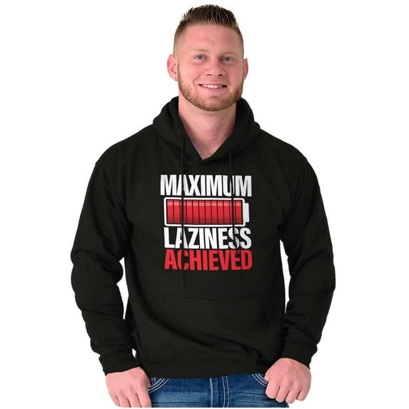 Funny Maximum Laziness Achieved Joke Unisex Plus Fleece Graphic Hoodie Brisco Brands 4X