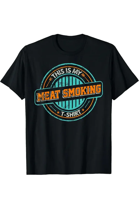 Funny Meat Smoking Grill Master Graphic for Men Short Sleeve T-Shirt