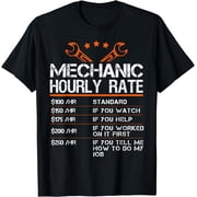 Funny Mechanic Hourly Rate Gift Shirt Labor Rates T-Shirt Black 2X-Large
