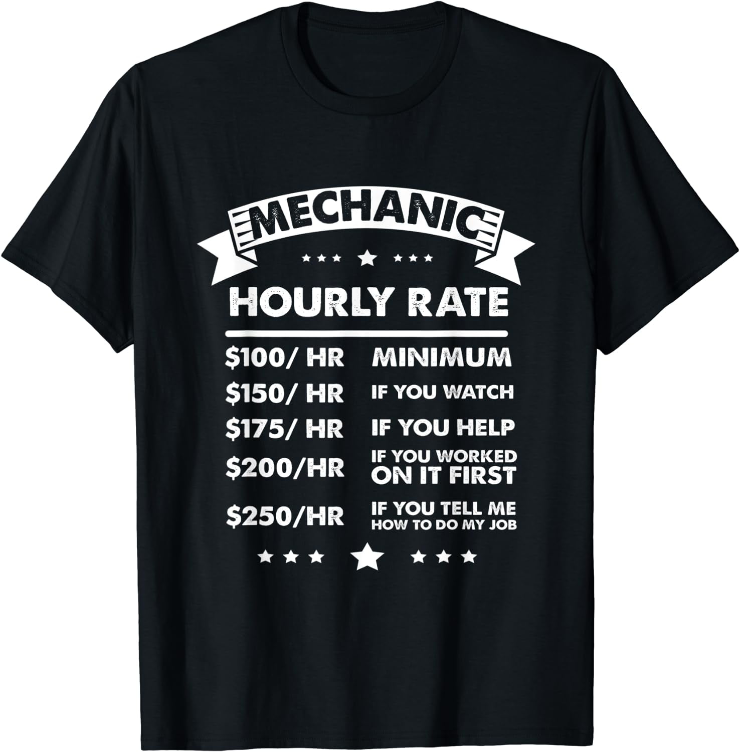 Funny Mechanic Hourly Rate Labor Rates Mechanical Engineer TShirt