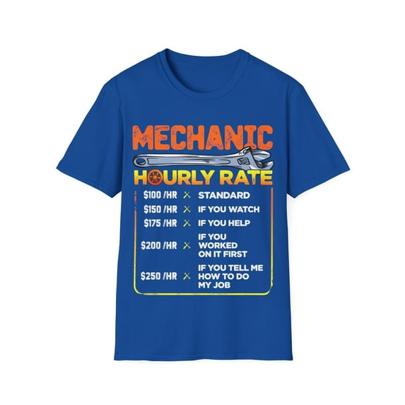 Funny Mechanic Hourly Rate Sarcastic Labor Rates Novelty