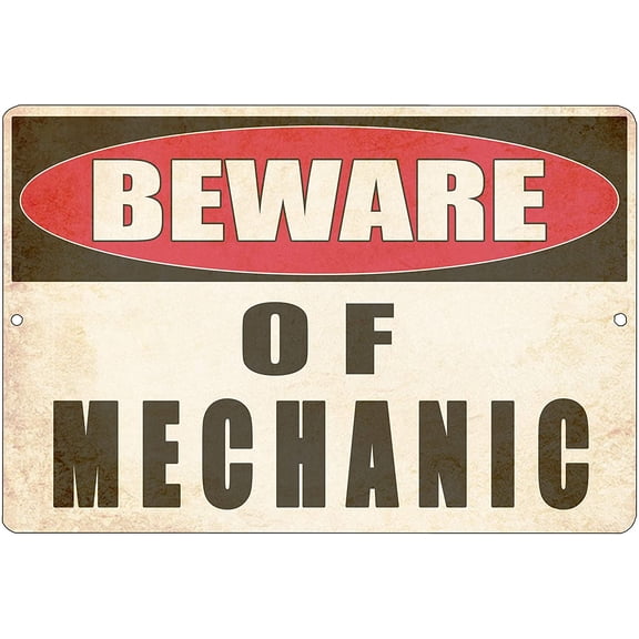 Funny Mechanic Metal Tin Sign Wall Decor Man Cave Bar Shop Warning Beware of Mechanic