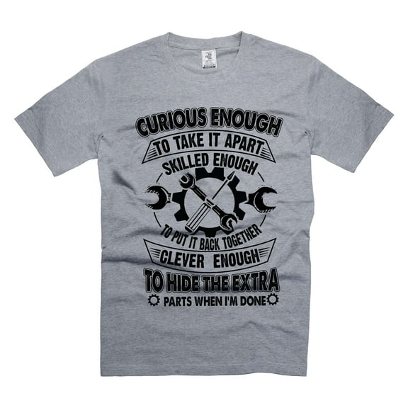 Funny Mechanic Shirt Father's Day Humorous Gift Shirt Handyman Shirts Birthday Gifts Shirt (Large Grey)