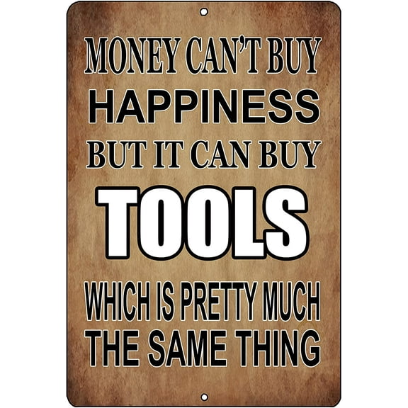 Funny Mechanic Shop Metal Tin Sign Wall Decor Man Cave Bar Money Happiness Tools