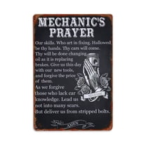 Funny Mechanic's Prayer Tin Sign Vintage Metal Poster Living Room Bar Man Cave Home Wall Art Decor 8x12inch