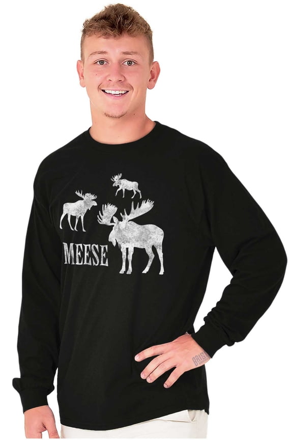 Funny Meese Moose Animal Humor Long Sleeve TShirt Men Women Brisco Brands S