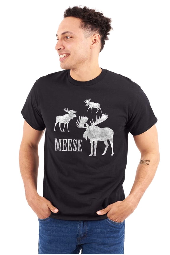 Funny Meese Moose Animal Humor Men's Graphic T Shirt Tees Brisco Brands L