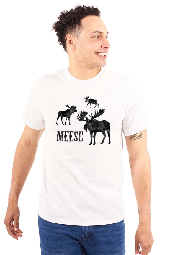 Funny Meese Moose Animal Humor Plus Size Crewneck Graphic Tee Shirt Brisco Brands 2X