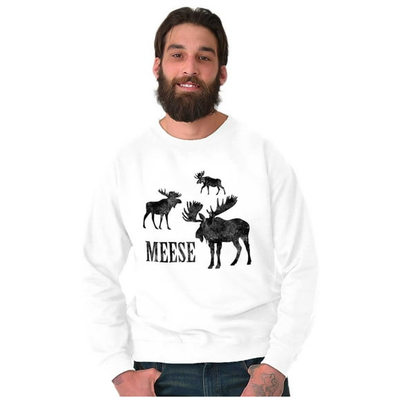 Funny Meese Moose Animal Humor Unisex Plus Fleece Graphic Sweatshirt Brisco Brands 2X