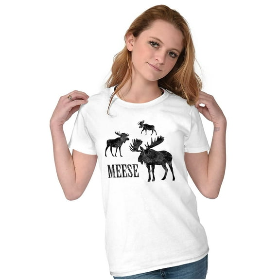 Funny Meese Moose Animal Humor Womens Slim Fit Graphic Tee Brisco Brands X