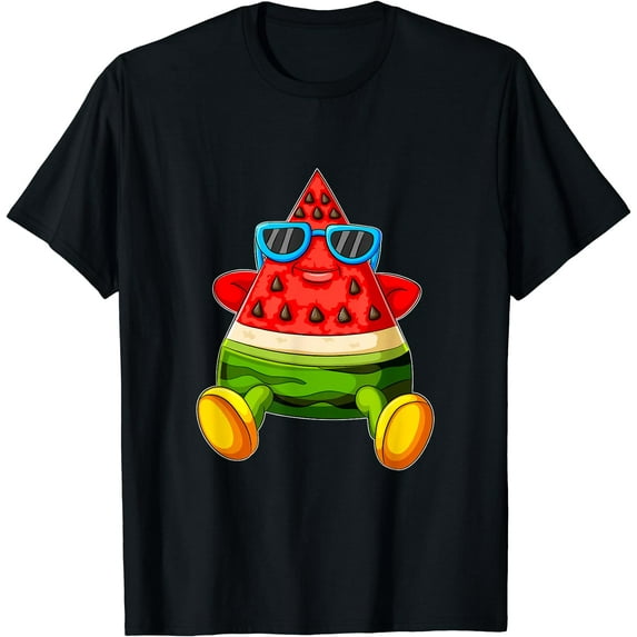 Funny Melon Summer Fruit Sunglasses On Watermelon T-Shirt Black 3X-Large