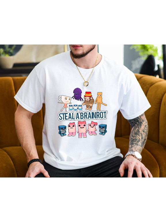 Funny Meme Brain Rot Gamer Design Internet Humor Art Unisex T-Shirt, up to size 3XL.