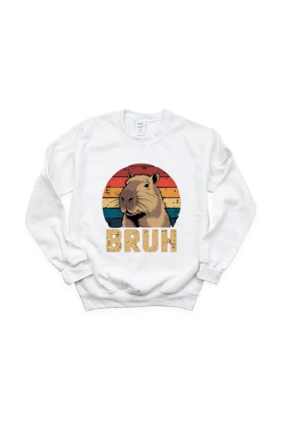 Funny Meme Capybara Bruh Cute Animal Rodent Chill Relax Sweatshirt, for men & women, up to size 5XL