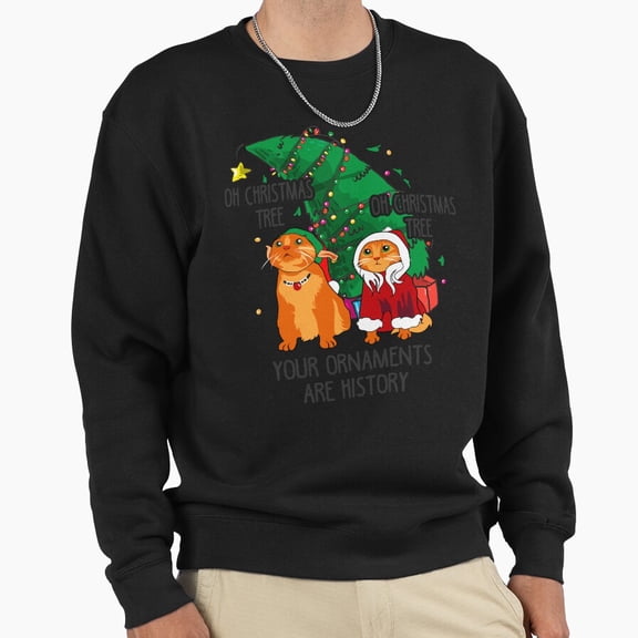 Funny Meme Cats Christmas Men Kids Graphic Unisex Sweatshirt Retro Funny Sweater - Premium Fabric G22696, Up to Size 5XL